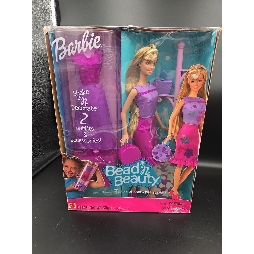 Barbie Bead 'n Beauty Doll  2001 Mattel 52745 Shake‎ 'n Decorate 2 Outfits